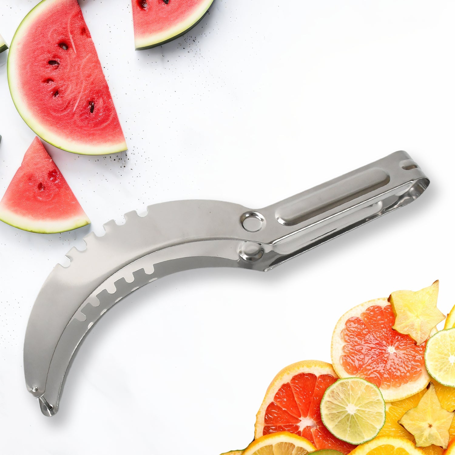 3in1 Stainless Steel Watermelon Cantaloupe Slicer Knife, Corer Fruit, Vegetable Tools Kitchen (1 Pc) 3in1 Stainless Steel Watermelon Cantaloupe Slicer Knife, Corer Fruit, Vegetable Tools Kitchen (1 Pc)